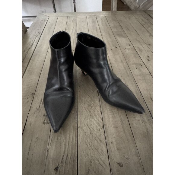 Christian Dior Black Leather Pointed Toe Ankle Boots 37 - Picture 1 of 8